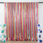 5x7 FT Rainbow Sequin Backdrop | Rod Pocket Hanging Photo Booth Background for Birthdays, Baby Showers, Weddings, alternate