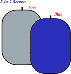 5x7ft/1.5x2m Chromakey Blue Grey Backdrop with 7.8ft/2.4m Stand, 2-in-1 Reversible Collapsible Pop-Up Blue Grey, alternate