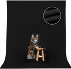 5x7ft Black Backdrop Background for Photography, High Density Polyester Fabric Black Photo Backdrop Curtain for
