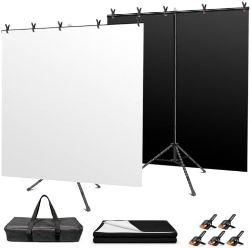 5x7FT Black White Backdrop with Stand Kit, 2-in-1 Photo Background in 5x7ft in Black White