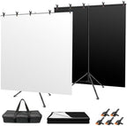 5x7FT Black White Backdrop with Stand Kit, 2-in-1 Photo Background in 5x7ft in Black White