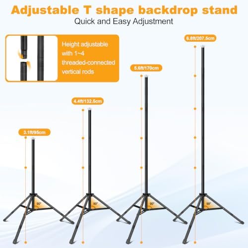 5x7FT Black White Backdrop with Stand Kit, 2-in-1 Photo Background in 5x7ft in Black White, alternate view 2