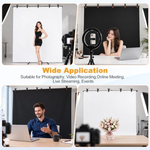 5x7FT Black White Backdrop with Stand Kit, 2-in-1 Photo Background in 5x7ft in Black White, alternate view 5