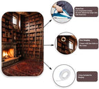 5x7Ft Cozy Fireplace Library Backdrop Vintage Bookshelf Poster in 5x7Ft, alternate view 6