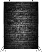 5x7ft Fabric Black Brick Wall Backdrop Vintage Black Bricks Background for Themed Party Decorations Birthday, alternate view