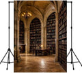 5x7Ft Gothic Library Backdrop Vintage Stone Arch Castle Poster in 5x7Ft