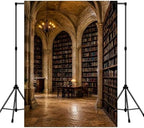 5x7Ft Gothic Library Backdrop Vintage Stone Arch Castle Poster in 5x7Ft