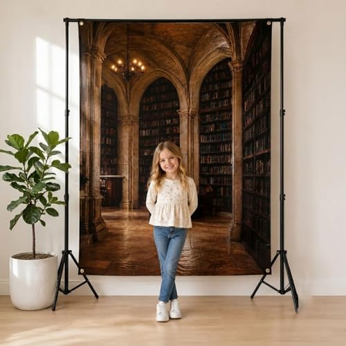 5x7Ft Gothic Library Backdrop Vintage Stone Arch Castle Poster in 5x7Ft, alternate view 4