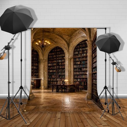 5x7Ft Gothic Library Backdrop Vintage Stone Arch Castle Poster in 5x7Ft, alternate view 6