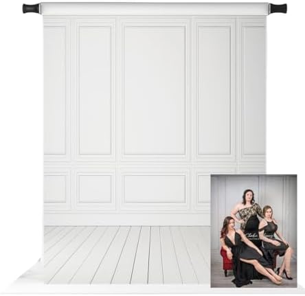 5x7ft White Grey Wall Photography Backdrop Classic Vintage Texture Wood Floor Background Portrait Backdrop for