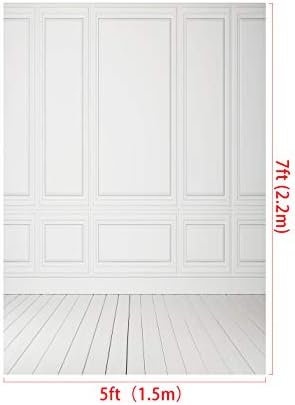 5x7ft White Grey Wall Photography Backdrop Classic Vintage Texture Wood Floor Background Portrait Backdrop for, alternate