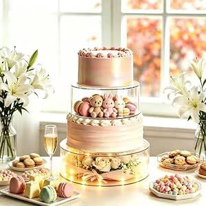 6 10 Inch 2-Pack Clear Round Acrylic Cake Stand for Party in Clear