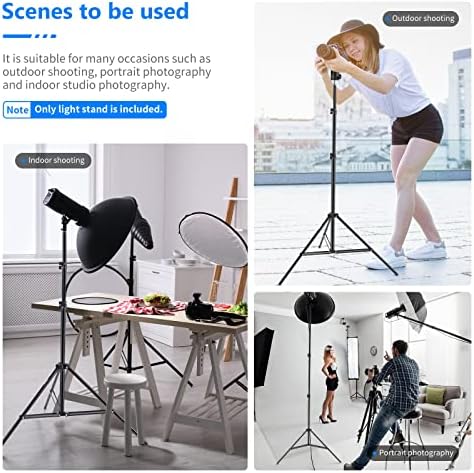 6.23 Feet/190CM Aluminum Light Tripod Stands For Studio Kits, Photography Lights, Softboxes(Black,2 Pack) in, alternate view