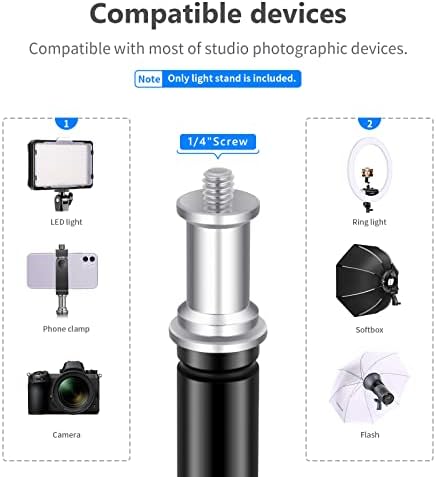 6.23 Feet/190CM Aluminum Light Tripod Stands For Studio Kits, Photography Lights, Softboxes(Black,2 Pack) in, alternate view