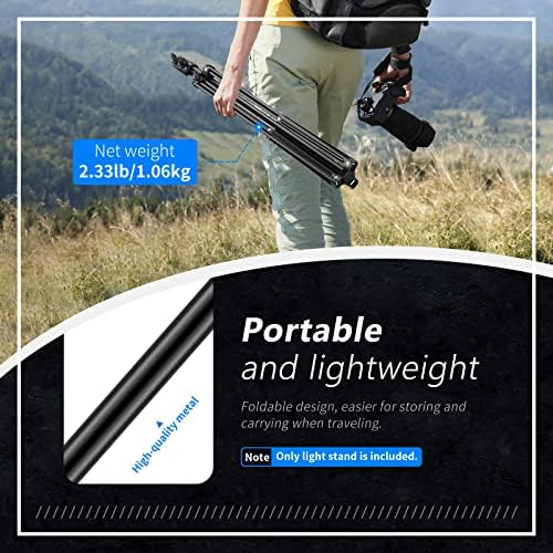 6.23 Feet/190CM Aluminum Light Tripod Stands For Studio Kits, Photography Lights, Softboxes(Black,2 Pack) in, alternate view