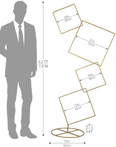 6.25Ft Wedding Square Backdrop Stand, Detachable 4 Tier Gold Metal Flower Square Frame for Photo Booth, alternate view 2