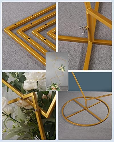 6.25Ft Wedding Square Backdrop Stand, Detachable 4 Tier Gold Metal Flower Square Frame for Photo Booth, alternate view 3
