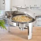 6.3 Quart Round Stainless Steel Professional Chafing Dish/Food Warmer/Buffet Server Serving Trays w/Roll Top &, alternate