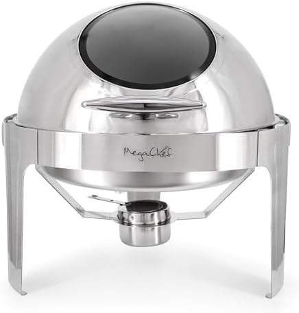 6.3 Quart Round Stainless Steel Professional Chafing Dish/Food Warmer/Buffet Server Serving Trays w/Roll Top &, alternate