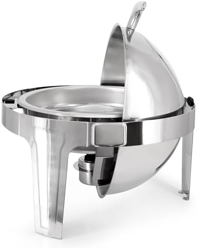 6.3 Quart Round Stainless Steel Professional Chafing Dish/Food Warmer/Buffet Server Serving Trays w/Roll Top &, alternate