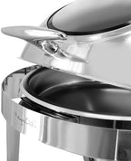 6.3 Quart Round Stainless Steel Professional Chafing Dish/Food Warmer/Buffet Server Serving Trays w/Roll Top &, alternate