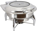 6.3 Quart Round Stainless Steel Professional Chafing Dish/Food Warmer/Buffet Server Serving Trays w/Window &