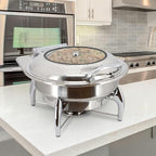 6.3 Quart Round Stainless Steel Professional Chafing Dish/Food Warmer/Buffet Server Serving Trays w/Window &, alternate view