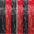 6.4 ft x 8.2 ft Metallic Tinsel Foil Fringe Curtains, Pack of 2 Party Streamer Backdrop for Birthday, Graduation