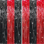 6.4 ft x 8.2 ft Metallic Tinsel Foil Fringe Curtains, Pack of 2 Party Streamer Backdrop for Birthday, Graduation