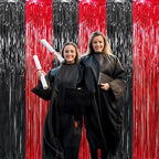 6.4 ft x 8.2 ft Metallic Tinsel Foil Fringe Curtains, Pack of 2 Party Streamer Backdrop for Birthday, Graduation, alternate