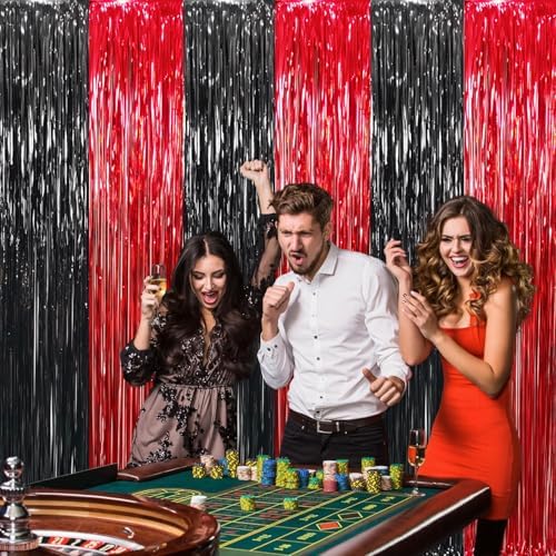 6.4 ft x 8.2 ft Metallic Tinsel Foil Fringe Curtains, Pack of 2 Party Streamer Backdrop for Birthday, Graduation, alternate