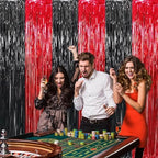 6.4 ft x 8.2 ft Metallic Tinsel Foil Fringe Curtains, Pack of 2 Party Streamer Backdrop for Birthday, Graduation, alternate