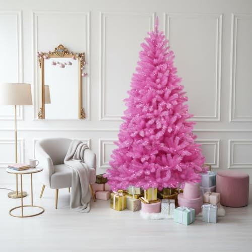6.5 ft Pink Christmas Tree, 300 LED Pink Wire UL String Lights in Pink, alternate view 2