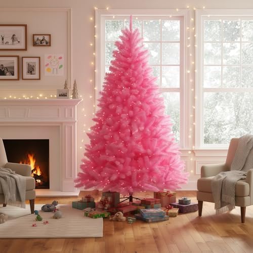 6.5 ft Pink Christmas Tree, 300 LED Pink Wire UL String Lights in Pink, alternate view 4