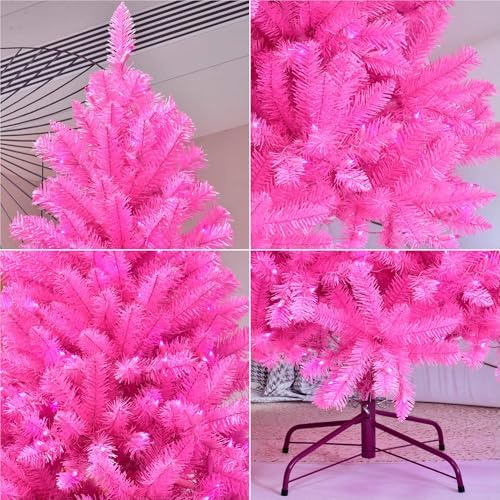 6.5 ft Pink Christmas Tree, 300 LED Pink Wire UL String Lights in Pink, alternate view 6