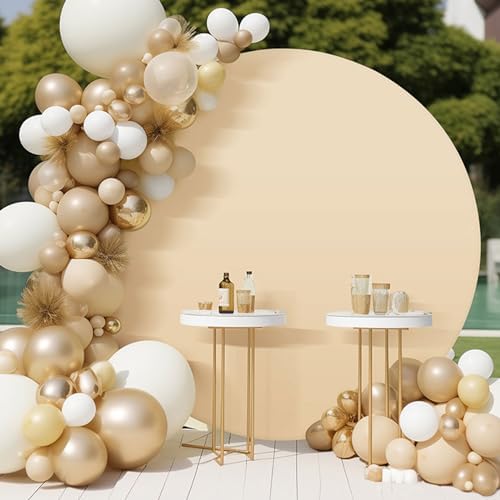 6.5FT Beige Round Backdrop Cover, Circle Arch Backgound Stand Cover, alternate view 6