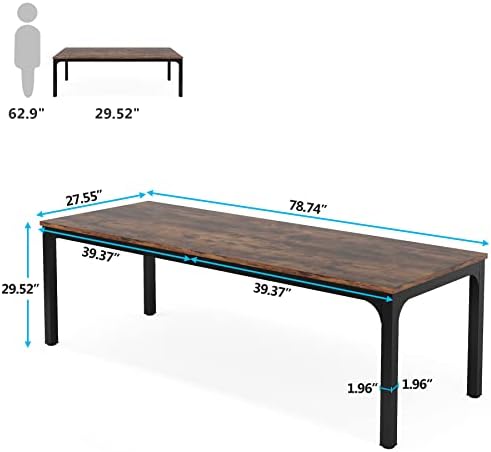 6.5FT Conference Table, 78.7-Inch Rectangle Meeting Seminar Table, Large Business Tables for 6-8 People (Only, alternate view