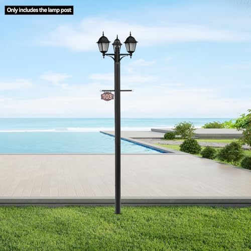 6.5FT Direct Burial Lamp Post, Split Street Light Pole with Cross Arm Lighting Post Fixtures for Pathway, alternate view 2