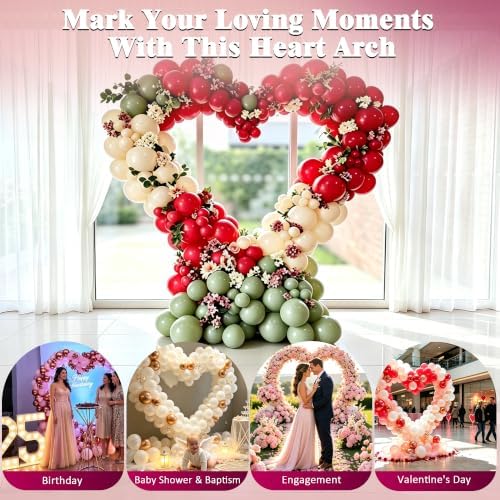 6.5FT Metal Double Heart Arch Stand, Send 100 Red Balloons, Heart Arch, alternate view 5