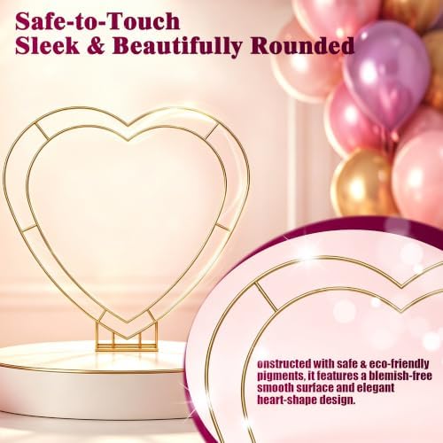 6.5FT Metal Double Heart Arch Stand, Send 100 Red Balloons, Heart Arch, alternate view 6