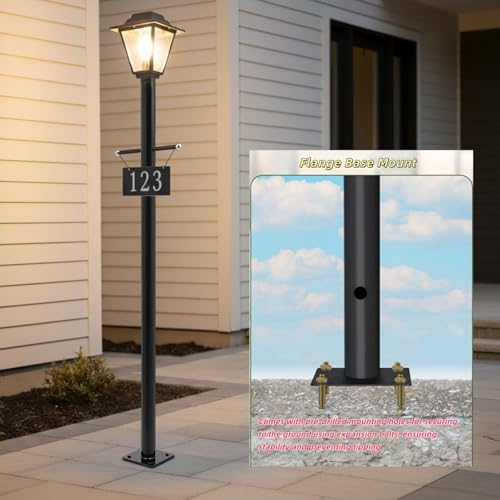 6.5FT Outdoor Lamp Post, Split Street Light Pole with Cross Arm Base Mount Lighting Post Fixtures for Courtyard, alternate