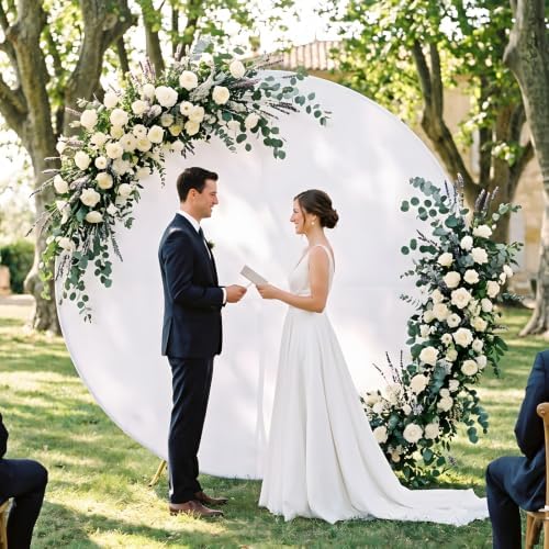 6.5FT White Round Backdrop Cover, Circle Arch Backgound Stand Cover, alternate view 4