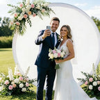 6.5FT White Round Backdrop Cover, Circle Arch Backgound Stand Cover, alternate view 6