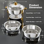 6.5QT Chafing Dishes for Buffet, 4 Pack Round Gold Buffet Display Set in Gold-tone & Silver, alternate view 2