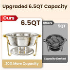 6.5QT Chafing Dishes for Buffet, 6 Pack Round Gold Buffet Display Set in Gold-tone & Silver, alternate view 4