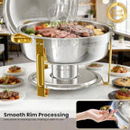 6.5QT Chafing Dishes for Buffet, 6 Pack Round Gold Buffet Display Set in Gold-tone & Silver, alternate view 5