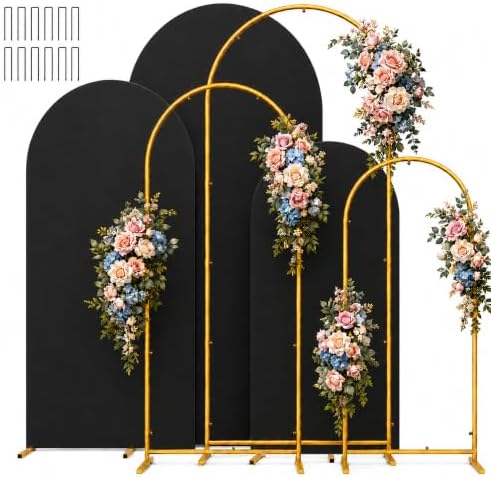 6,6.6,7.2FT Arch Backdrop Stand and Cover Set (Black) in 6,6.6,7.2FT in Black