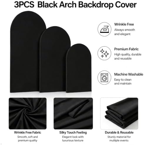 6,6.6,7.2FT Arch Backdrop Stand and Cover Set (Black) in 6,6.6,7.2FT in Black, alternate view 4