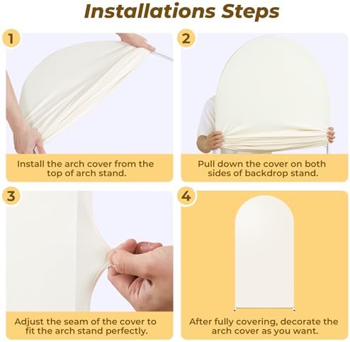 6.6 ft Arch Backdrop Cover Beige - Double-Sided Spandex Arch Covers Stretchy Backdrop for Balloon Arches, alternate view 3