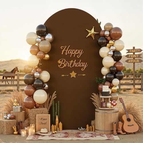6.6 ft Arch Backdrop Cover Brown - Double-Sided Spandex Arch Covers Stretchy Backdrop for Balloon Arches, alternate view 7